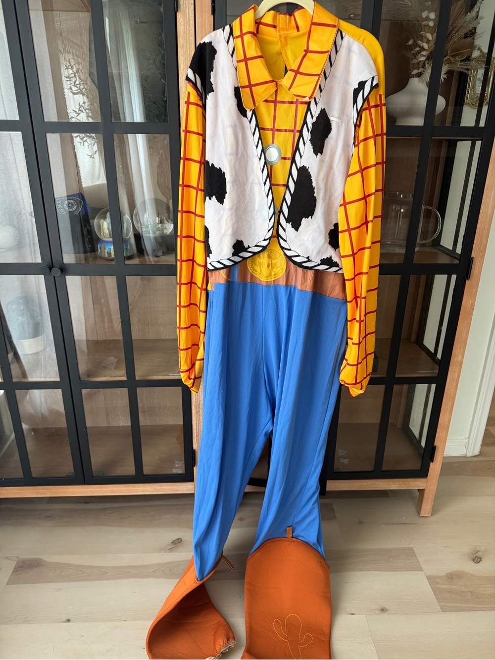 Men’s Woody Toy Story Pixar jumpsuit Halloween costume cowboy boots vest adult - Picture 5 of 10